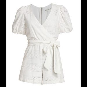 Alice + Olivia Paulina Wrap White Eyelet Romper